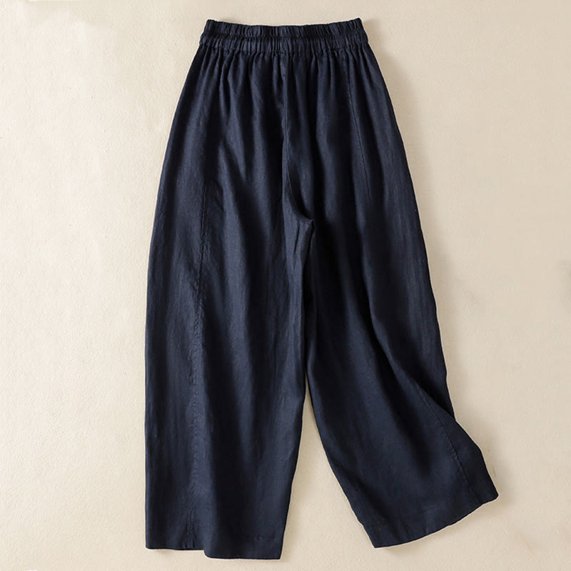 Tactile Cotton Linen High-Waist Meditation Wide Leg Pants