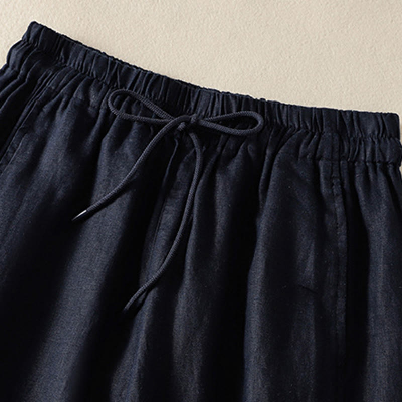 Tactile Cotton Linen High-Waist Meditation Wide Leg Pants
