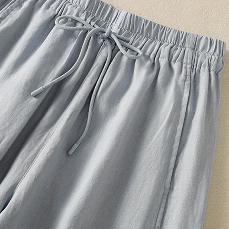 Tactile Cotton Linen High-Waist Meditation Wide Leg Pants