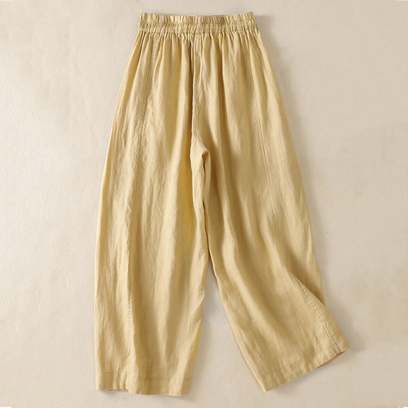 Tactile Cotton Linen High-Waist Meditation Wide Leg Pants
