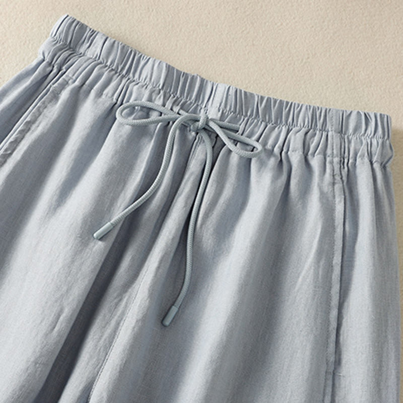 Tactile Cotton Linen High-Waist Meditation Wide Leg Pants