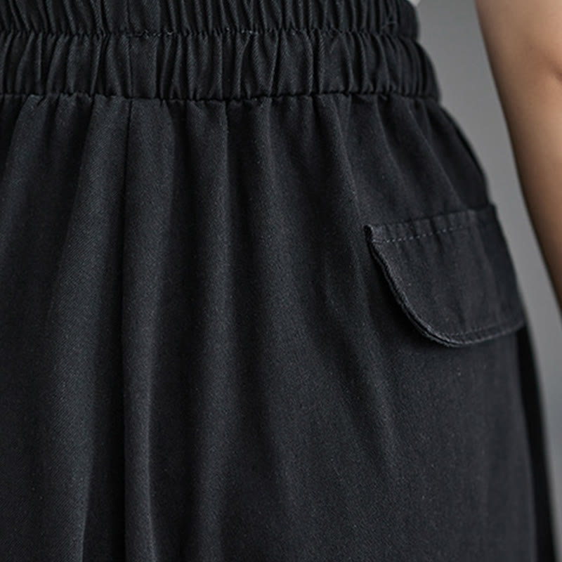 Breathable Cotton Wide-Leg Meditation Trousers with Side Slits
