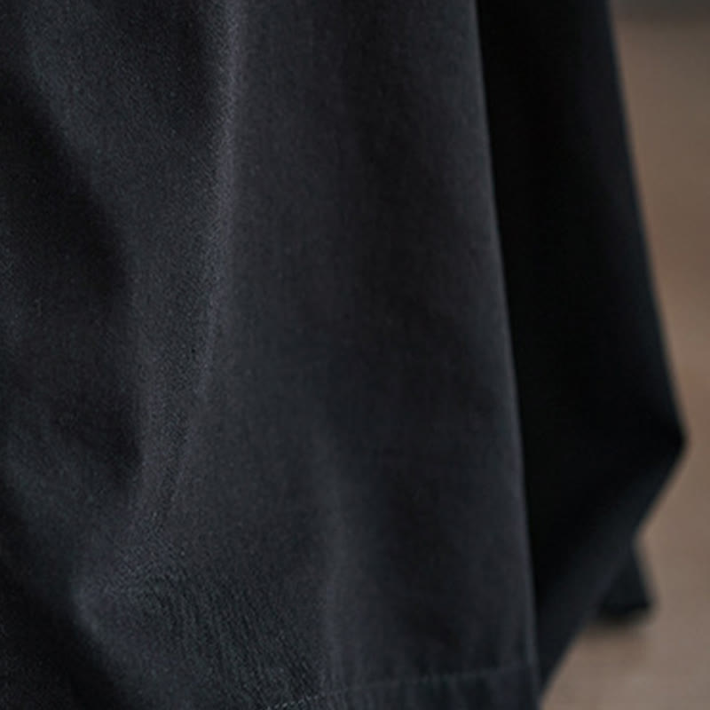 Breathable Cotton Wide-Leg Meditation Trousers with Side Slits