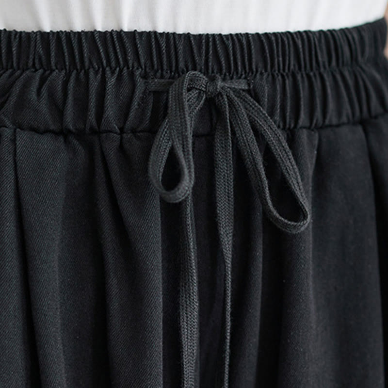 Breathable Cotton Wide-Leg Meditation Trousers with Side Slits