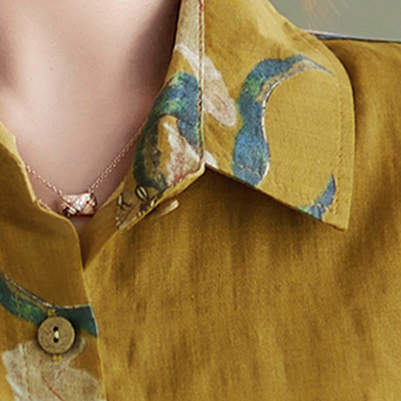 Literary Artistic Flower Print Cotton Clothing