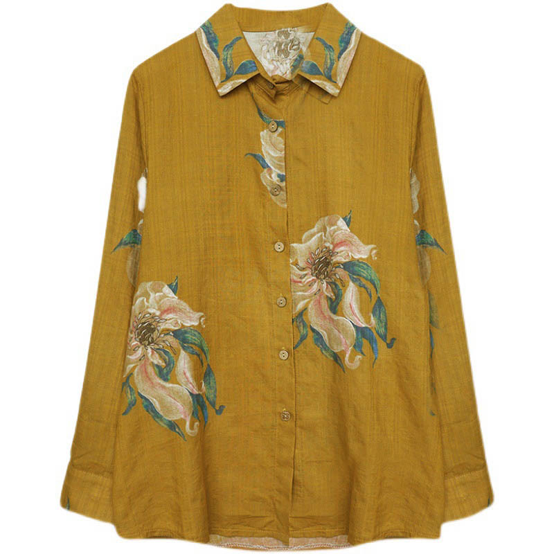 Literary Artistic Flower Print Cotton Clothing