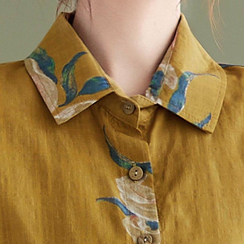 Literary Artistic Flower Print Cotton Clothing
