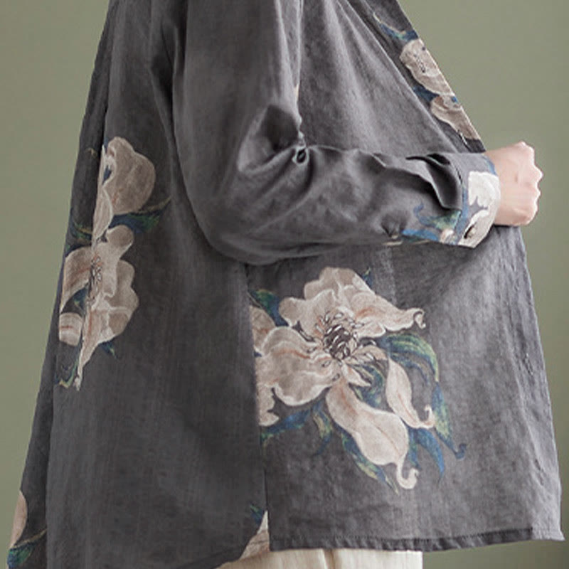 Literary Artistic Flower Print Cotton Clothing