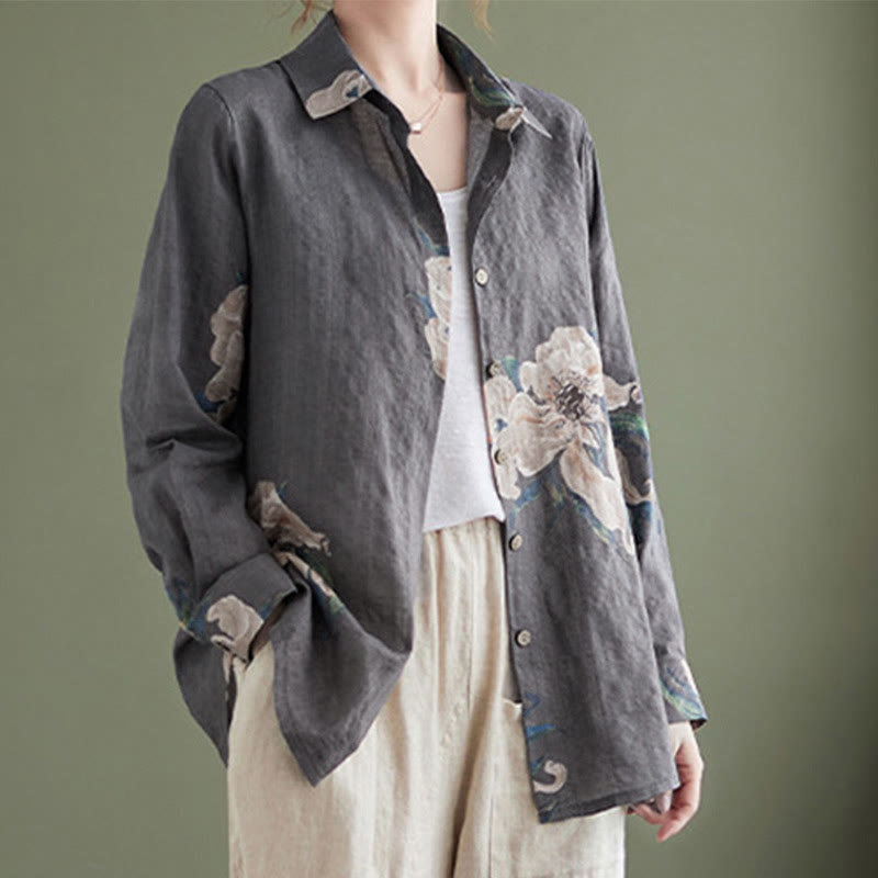 Literary Artistic Flower Print Cotton Clothing