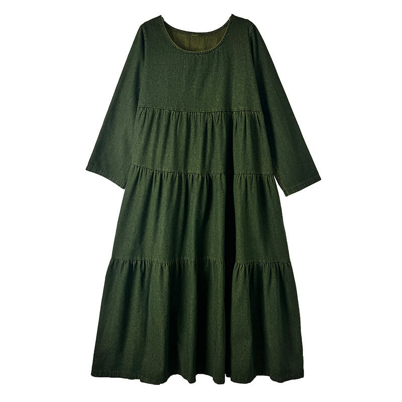 Tactile Cotton Patchwork Long-Sleeve Meditation Maxi Dress