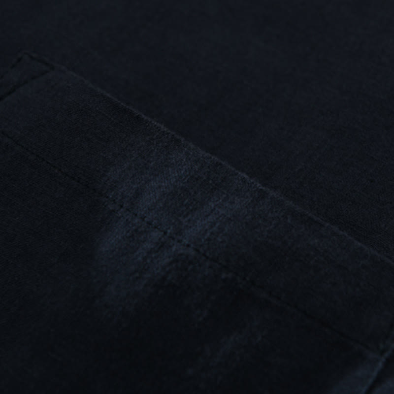 Solid Color Loose Long Sleeve Half Button Shirt Linen Men Clothing