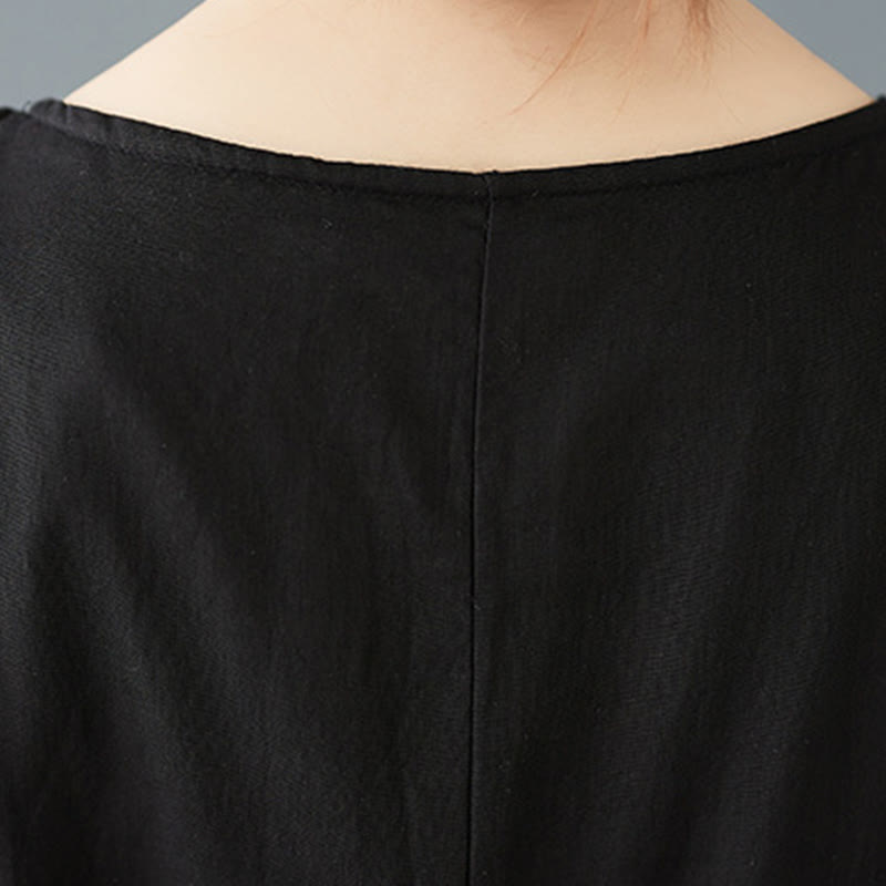 Tactile Cotton Double-Layer Mindful Long-Sleeve Midi Dress