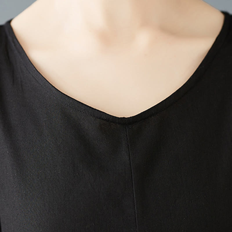 Tactile Cotton Double-Layer Mindful Long-Sleeve Midi Dress