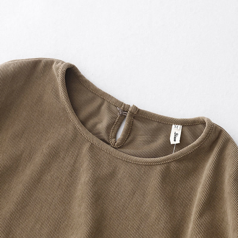 Tan Cotton Linen Relaxed Meditation Midi Dress