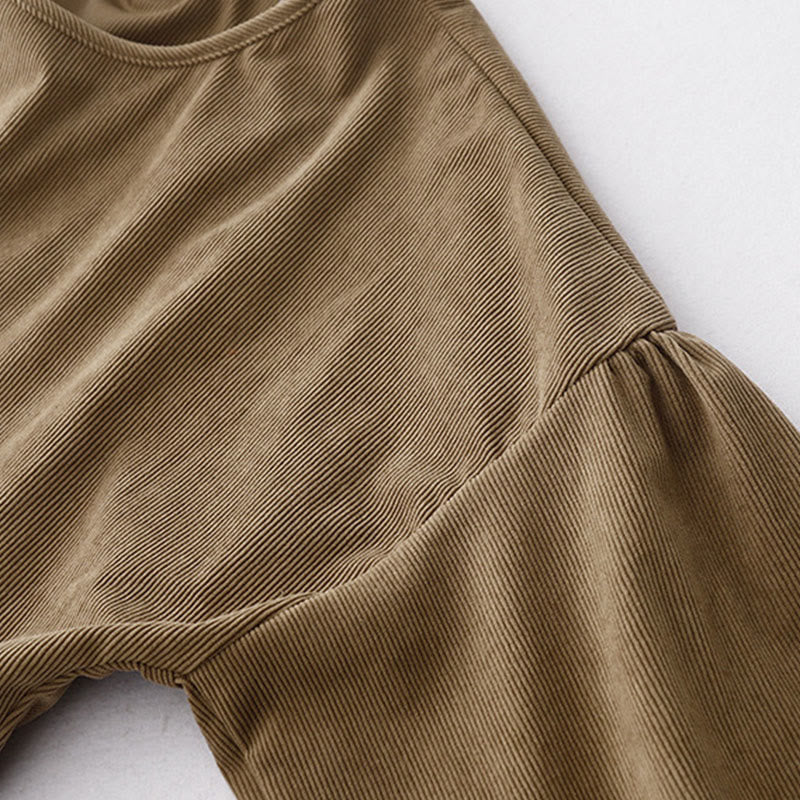 Tan Cotton Linen Relaxed Meditation Midi Dress