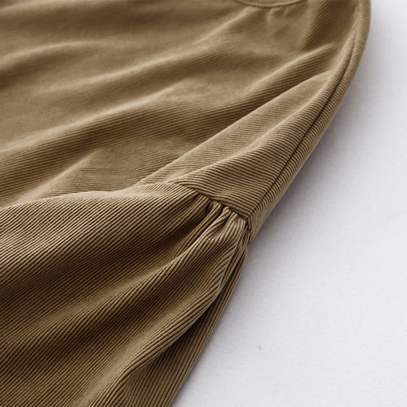 Tan Cotton Linen Relaxed Meditation Midi Dress