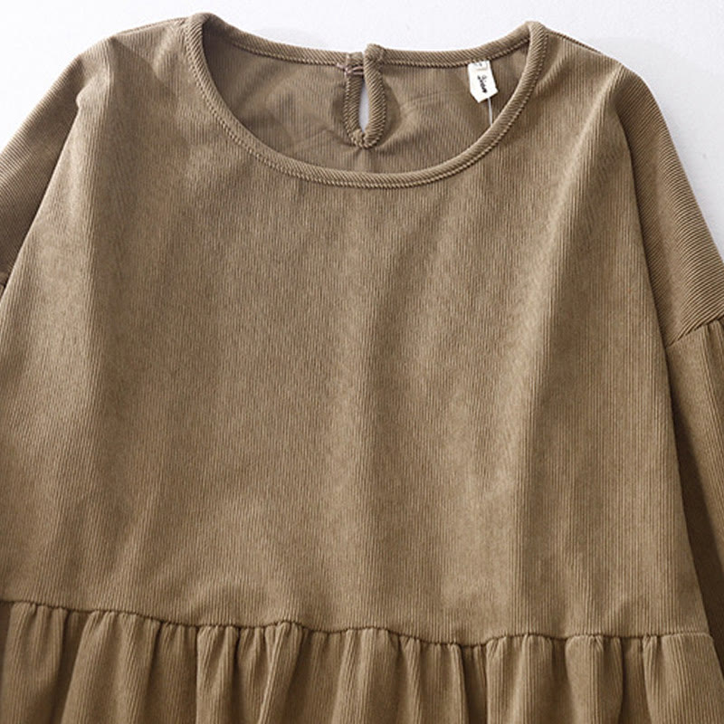 Tan Cotton Linen Relaxed Meditation Midi Dress