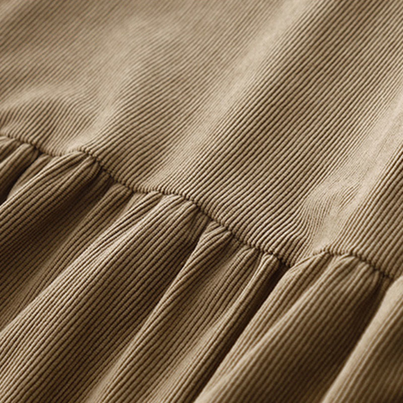 Tan Cotton Linen Relaxed Meditation Midi Dress