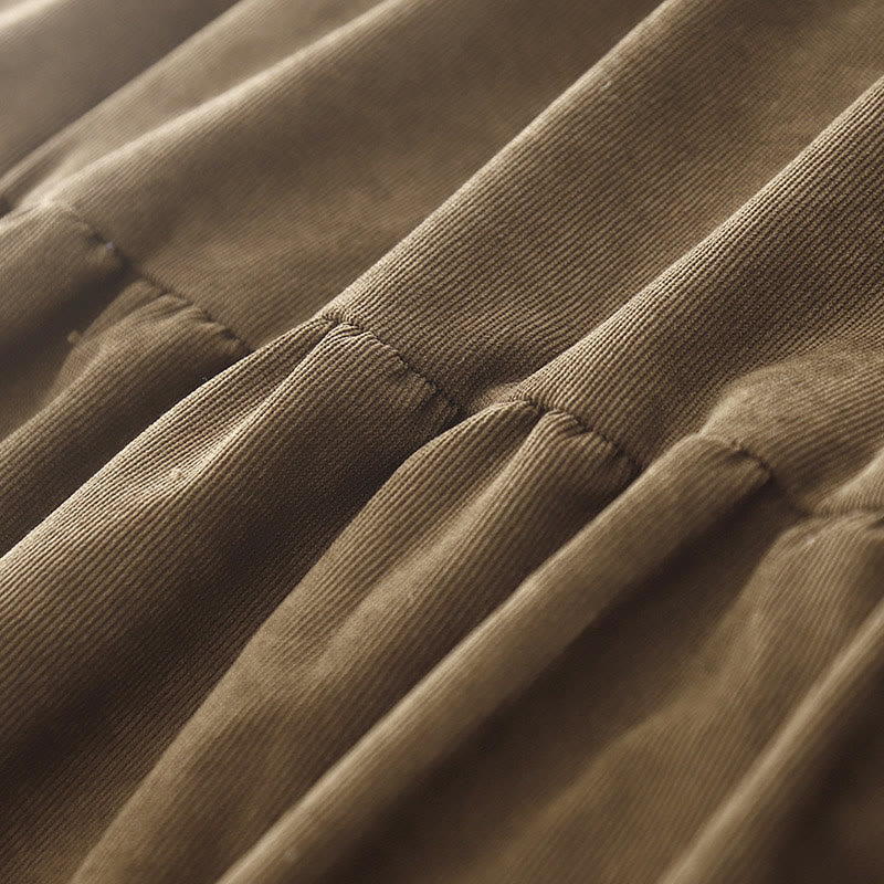 Tactile Corduroy Peter Pan Collar Grounding Midi Dress