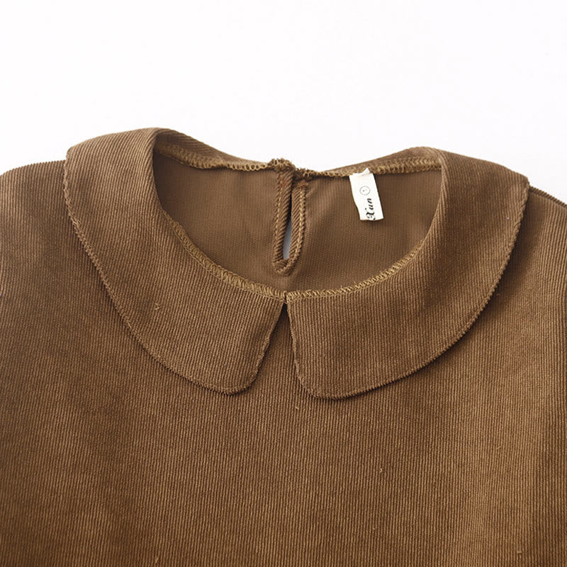 Tactile Corduroy Peter Pan Collar Grounding Midi Dress