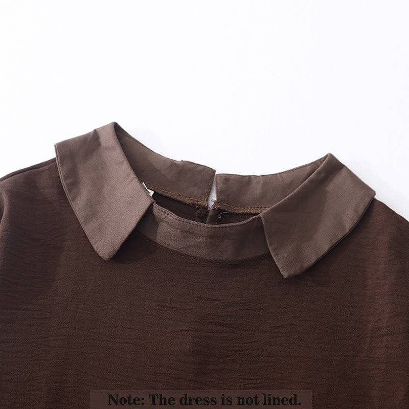 Breathable Cotton Linen Lapel Long Sleeve Mindful Midi Dress