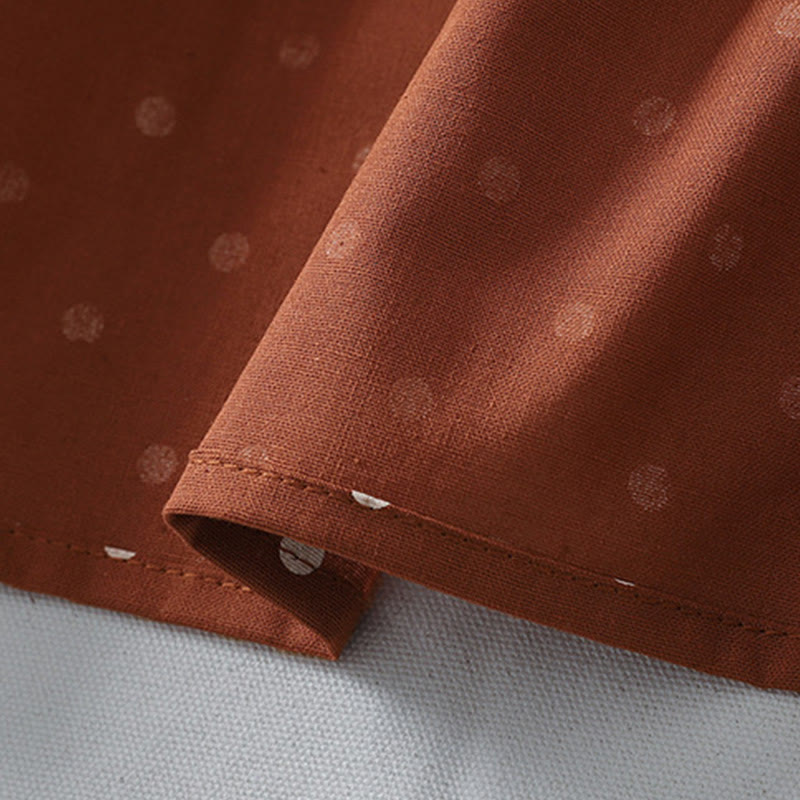 Tactile Cotton Linen Dotted Long Sleeve Meditation Midi Dress