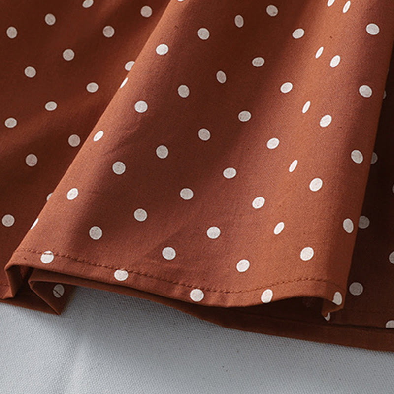 Tactile Cotton Linen Dotted Long Sleeve Meditation Midi Dress