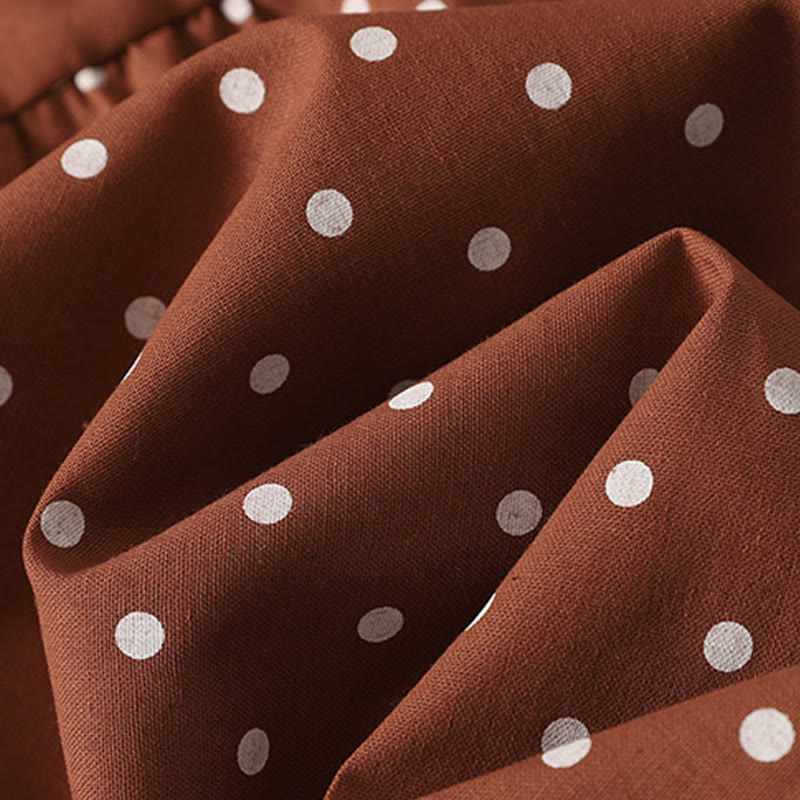 Tactile Cotton Linen Dotted Long Sleeve Meditation Midi Dress