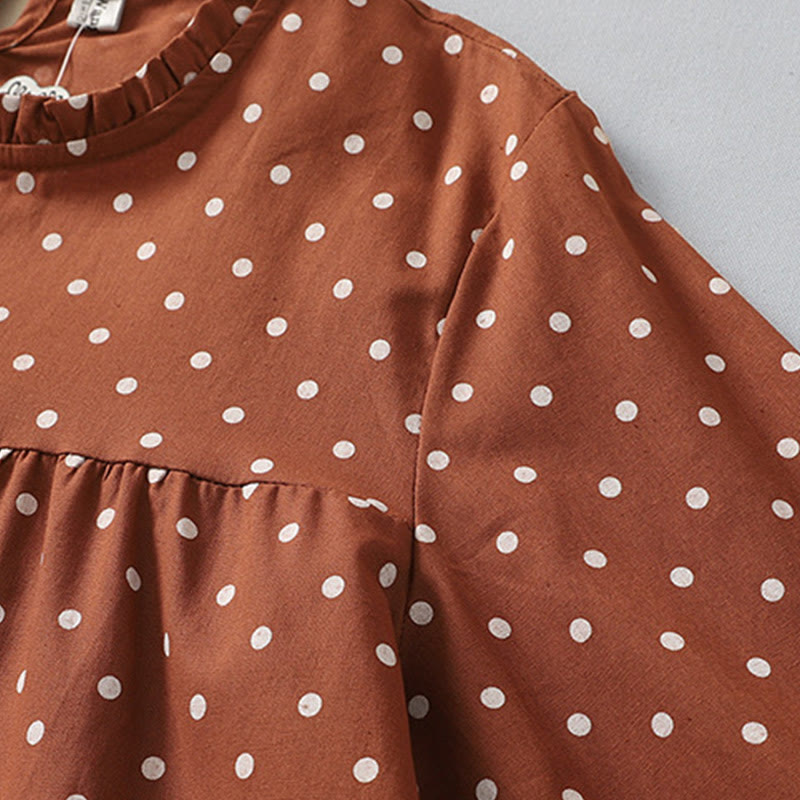 Tactile Cotton Linen Dotted Long Sleeve Meditation Midi Dress