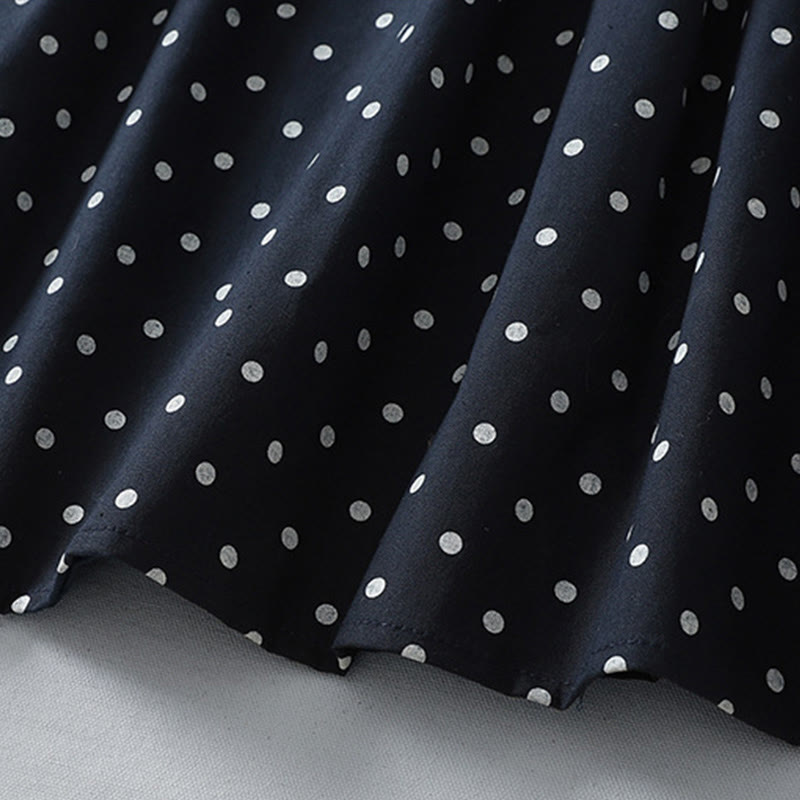 Tactile Cotton Linen Dotted Long Sleeve Meditation Midi Dress