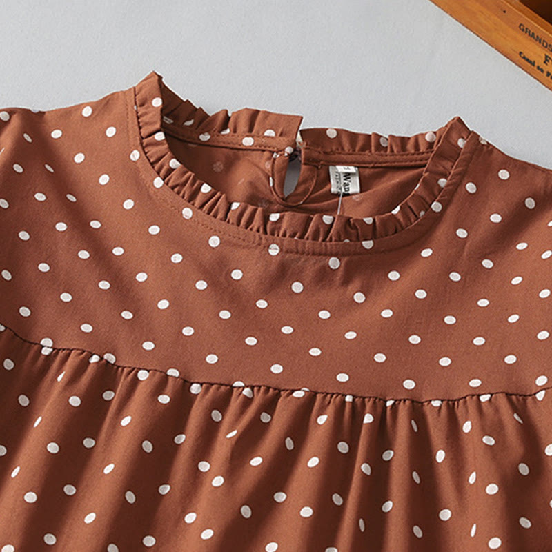 Tactile Cotton Linen Dotted Long Sleeve Meditation Midi Dress