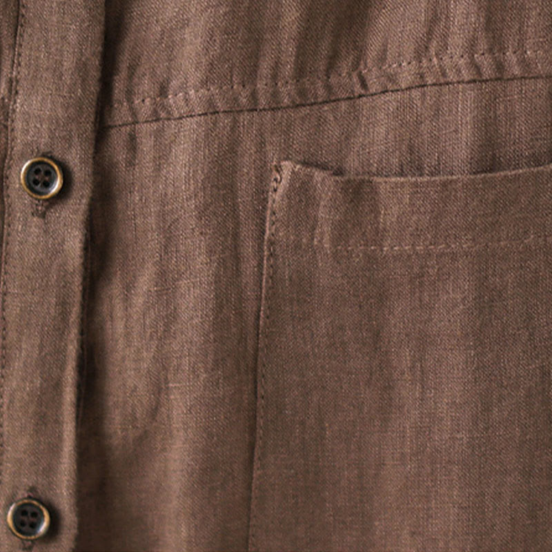 Casual Plain Women's Cotton Linen Long Sleeve Shirt