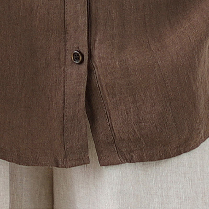 Casual Plain Women's Cotton Linen Long Sleeve Shirt