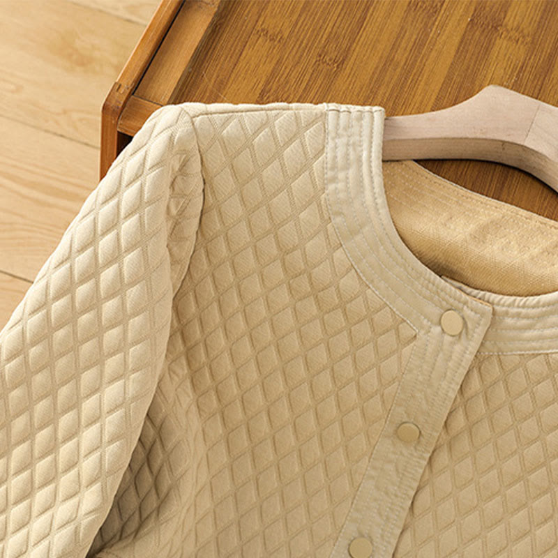Minimalist Cotton Slim-Fit Crew Neck Long Sleeve Jacket