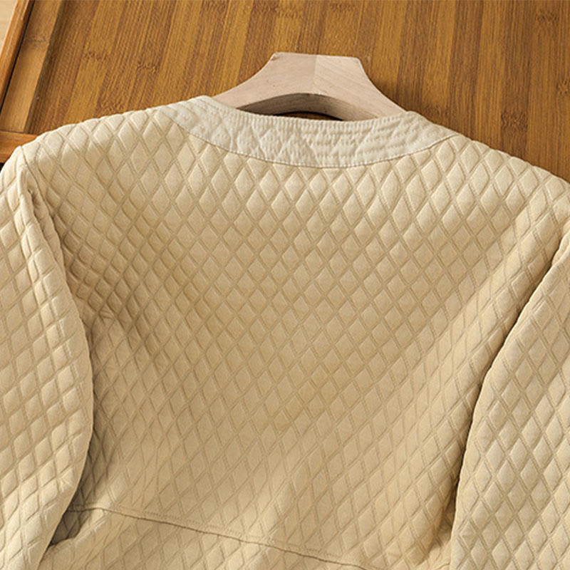 Minimalist Cotton Slim-Fit Crew Neck Long Sleeve Jacket