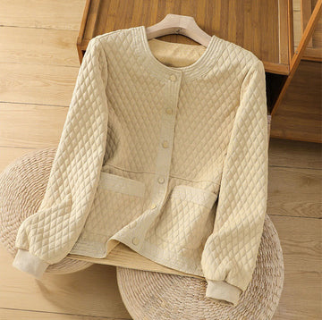Minimalist Cotton Slim-Fit Crew Neck Long Sleeve Jacket