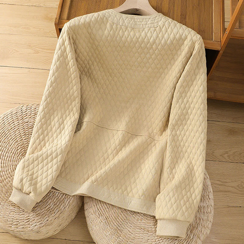 Minimalist Cotton Slim-Fit Crew Neck Long Sleeve Jacket