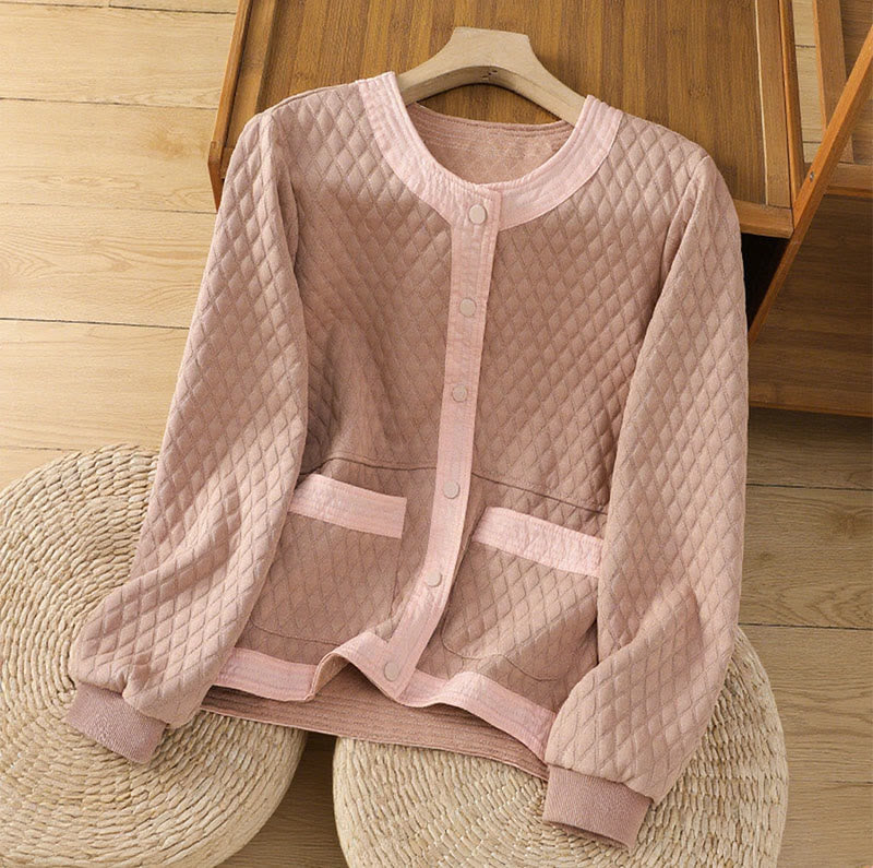 Minimalist Cotton Slim-Fit Crew Neck Long Sleeve Jacket