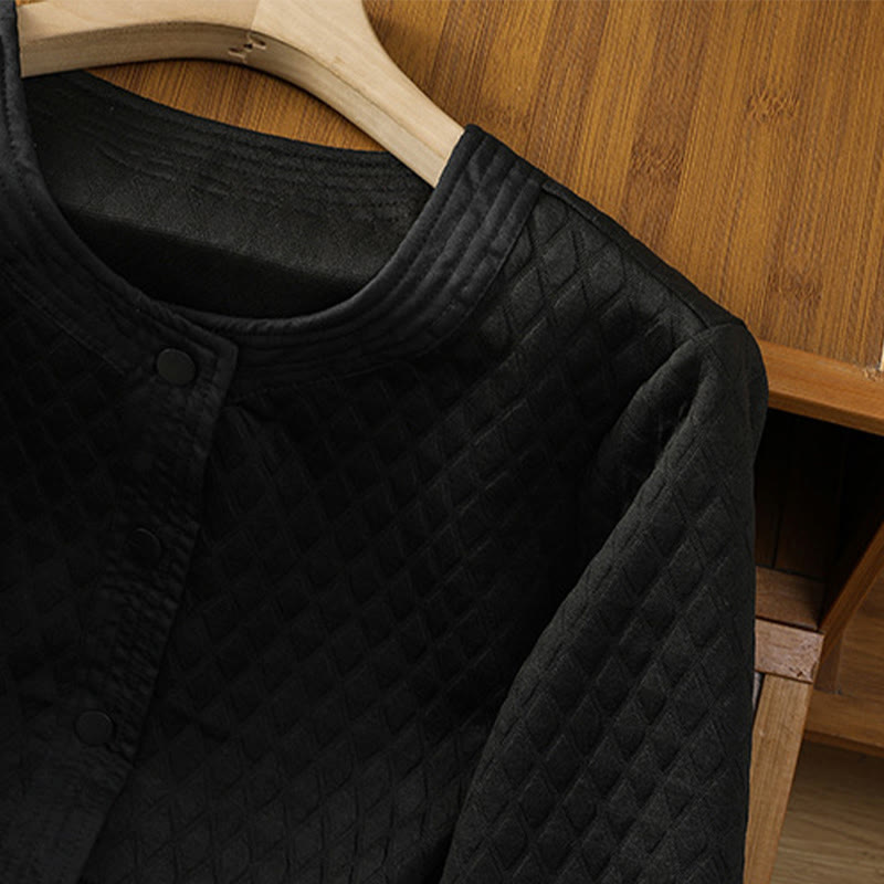 Minimalist Cotton Slim-Fit Crew Neck Long Sleeve Jacket