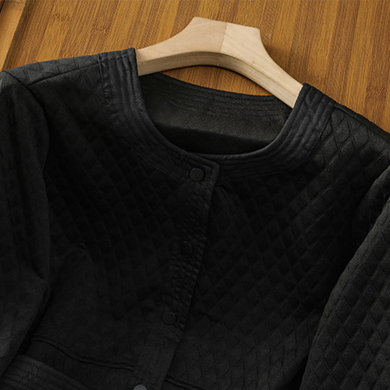 Minimalist Cotton Slim-Fit Crew Neck Long Sleeve Jacket