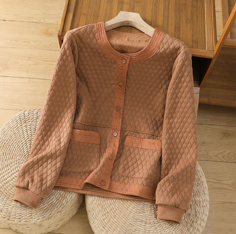 Minimalist Cotton Slim-Fit Crew Neck Long Sleeve Jacket