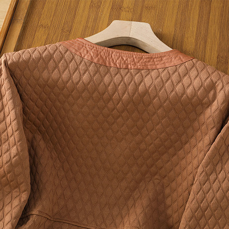 Minimalist Cotton Slim-Fit Crew Neck Long Sleeve Jacket