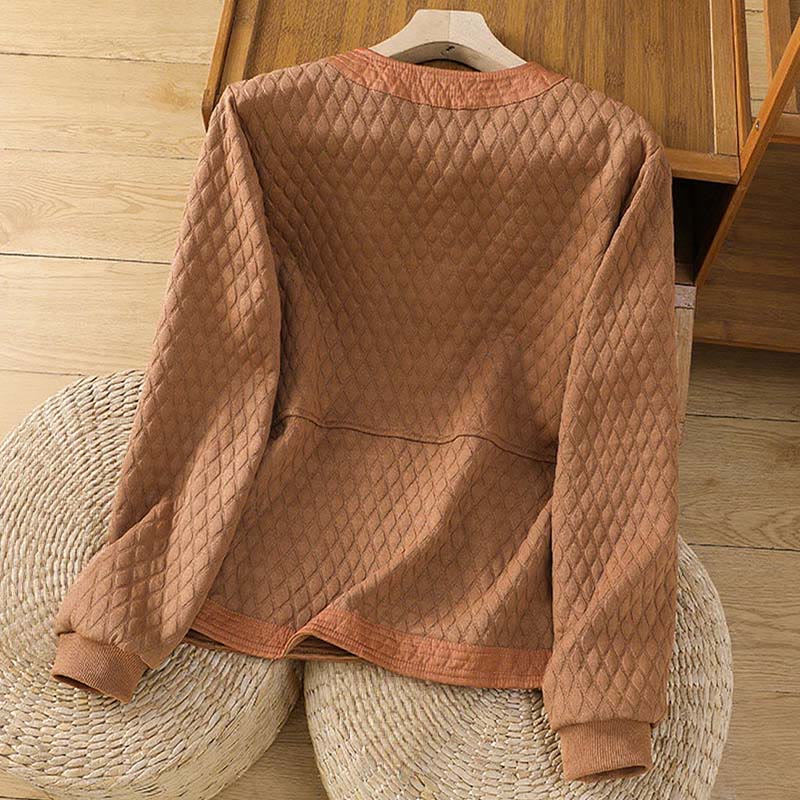 Minimalist Cotton Slim-Fit Crew Neck Long Sleeve Jacket