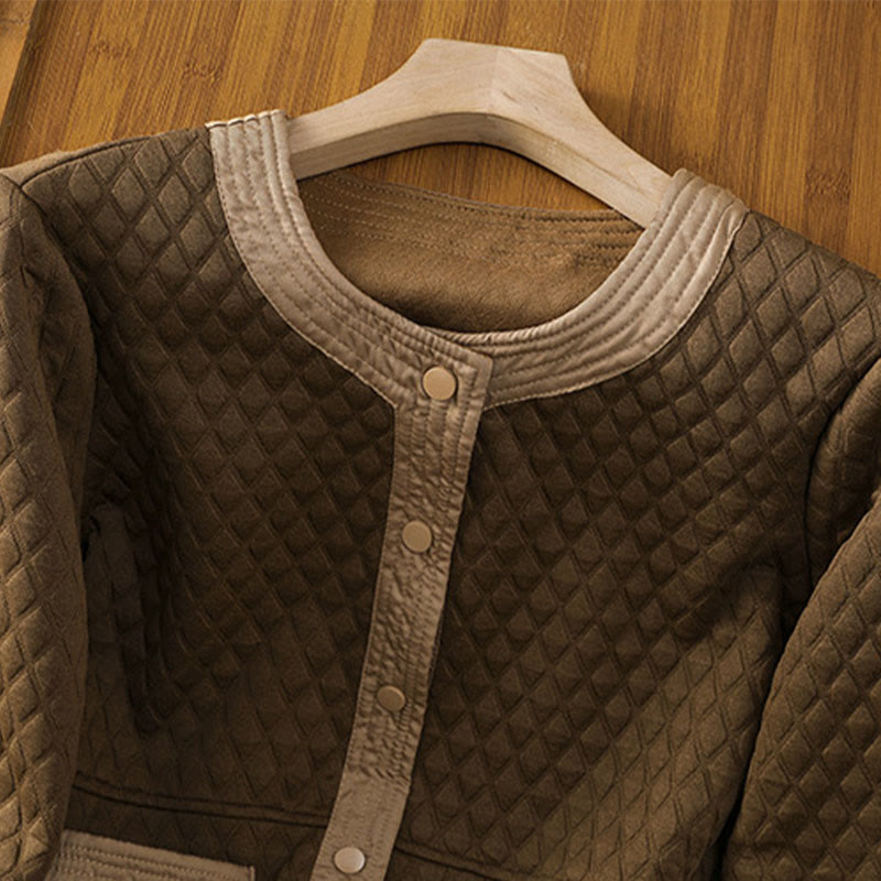 Minimalist Cotton Slim-Fit Crew Neck Long Sleeve Jacket