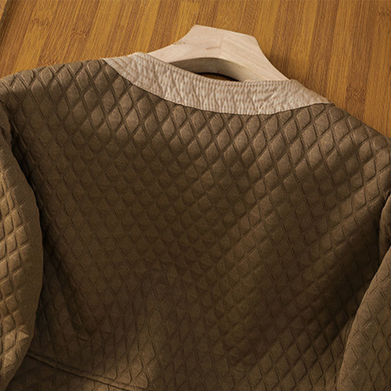 Minimalist Cotton Slim-Fit Crew Neck Long Sleeve Jacket