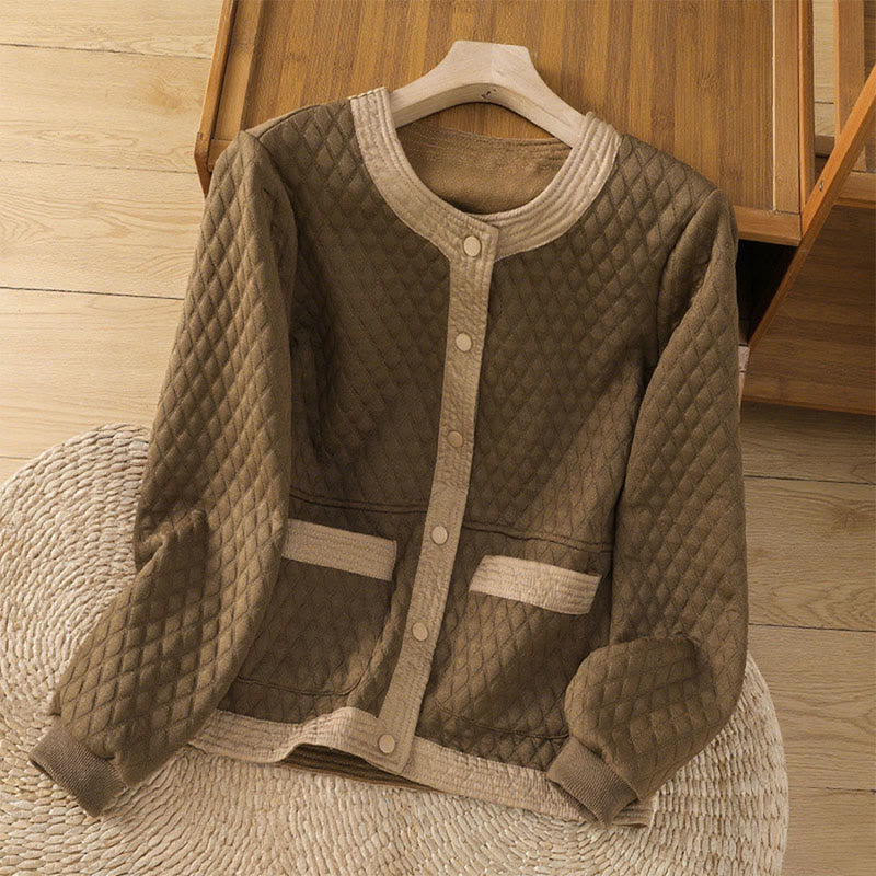 Minimalist Cotton Slim-Fit Crew Neck Long Sleeve Jacket