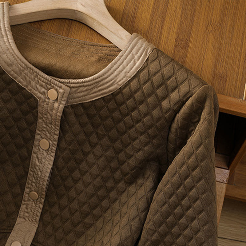 Minimalist Cotton Slim-Fit Crew Neck Long Sleeve Jacket