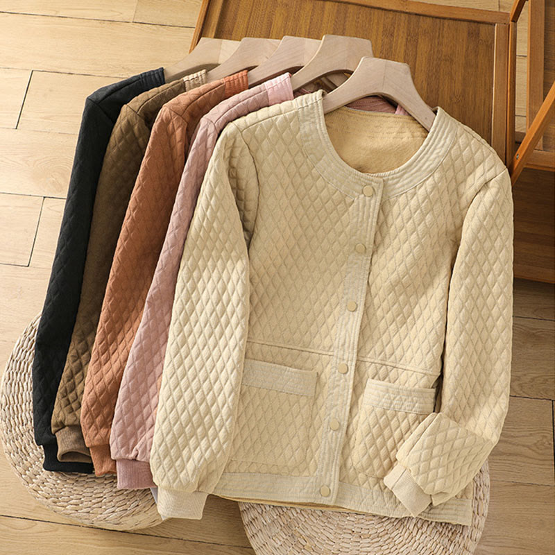 Minimalist Cotton Slim-Fit Crew Neck Long Sleeve Jacket