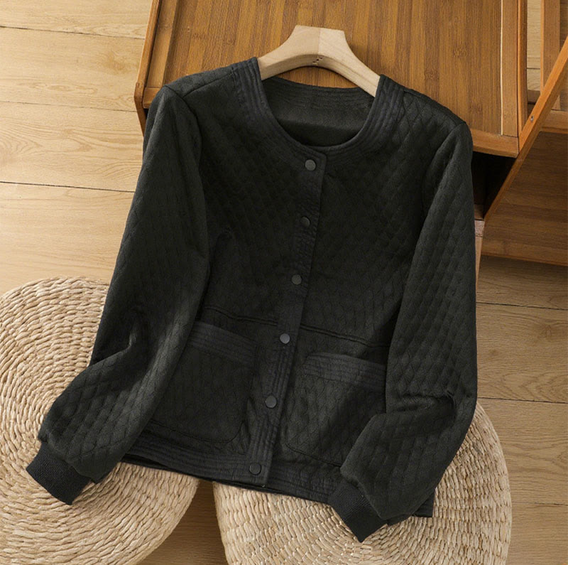 Minimalist Cotton Slim-Fit Crew Neck Long Sleeve Jacket