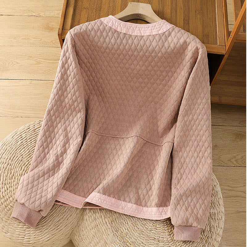 Minimalist Cotton Slim-Fit Crew Neck Long Sleeve Jacket